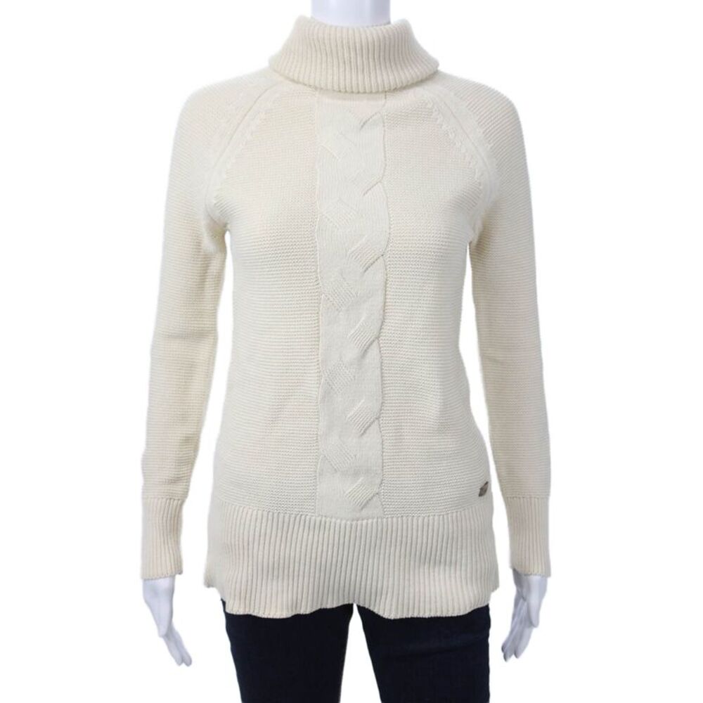 Lacoste Women Pullover Turtleneck Beige Long Sleeve Sweater Size 36